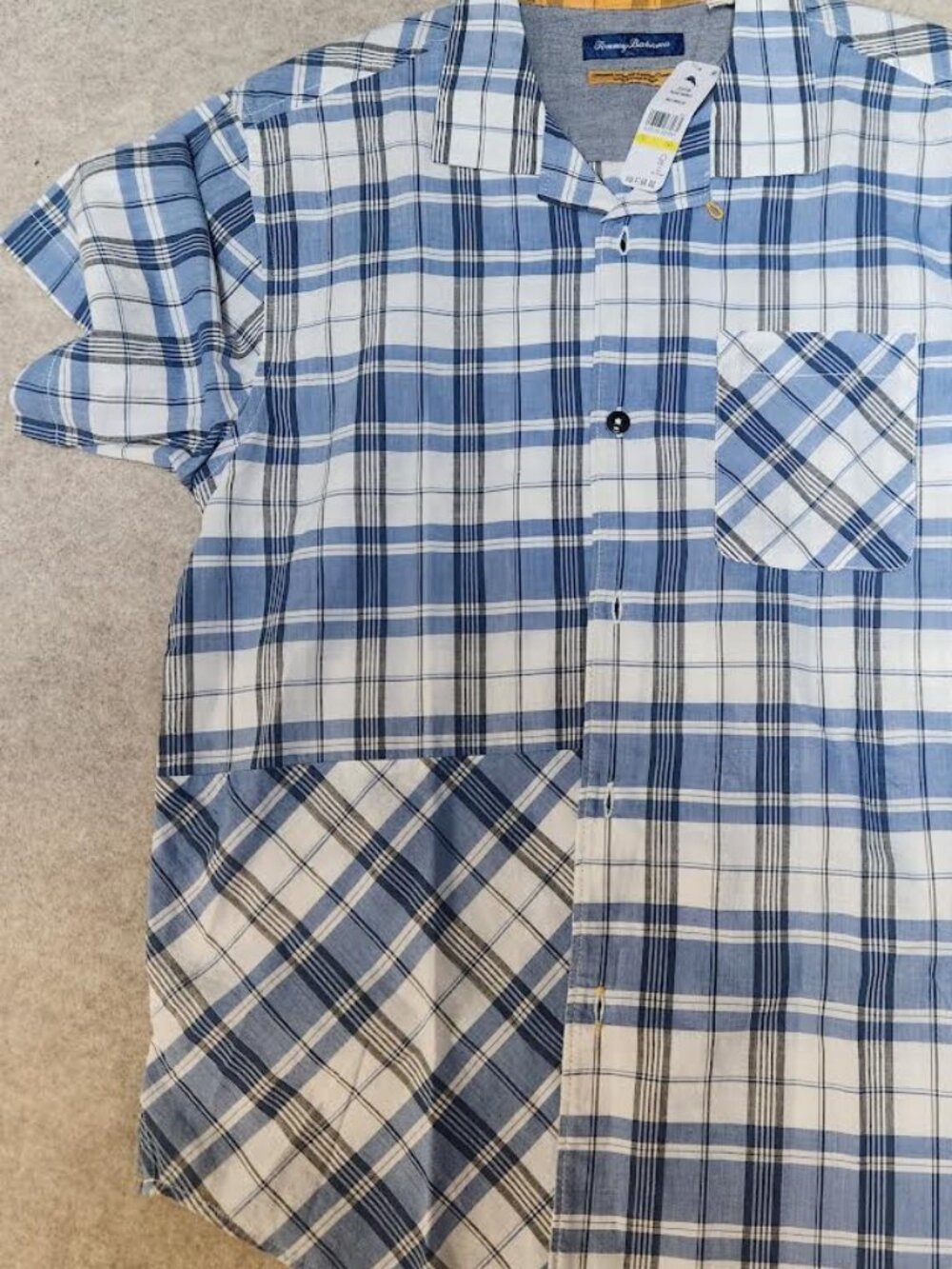 With Tags Tommy Men's Short Sleeve Blue Plaid Shirt Size Medium NEW